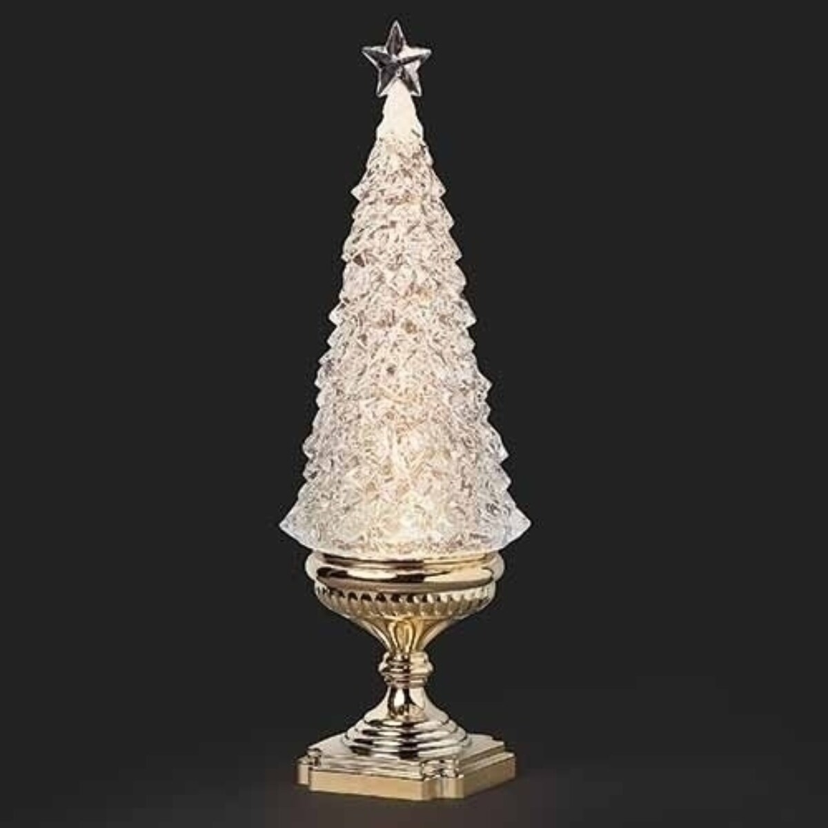 Roman 16.75&#x22; LED Battery Operated Swirl Christmas Tree with Pedestal Tabletop Decor