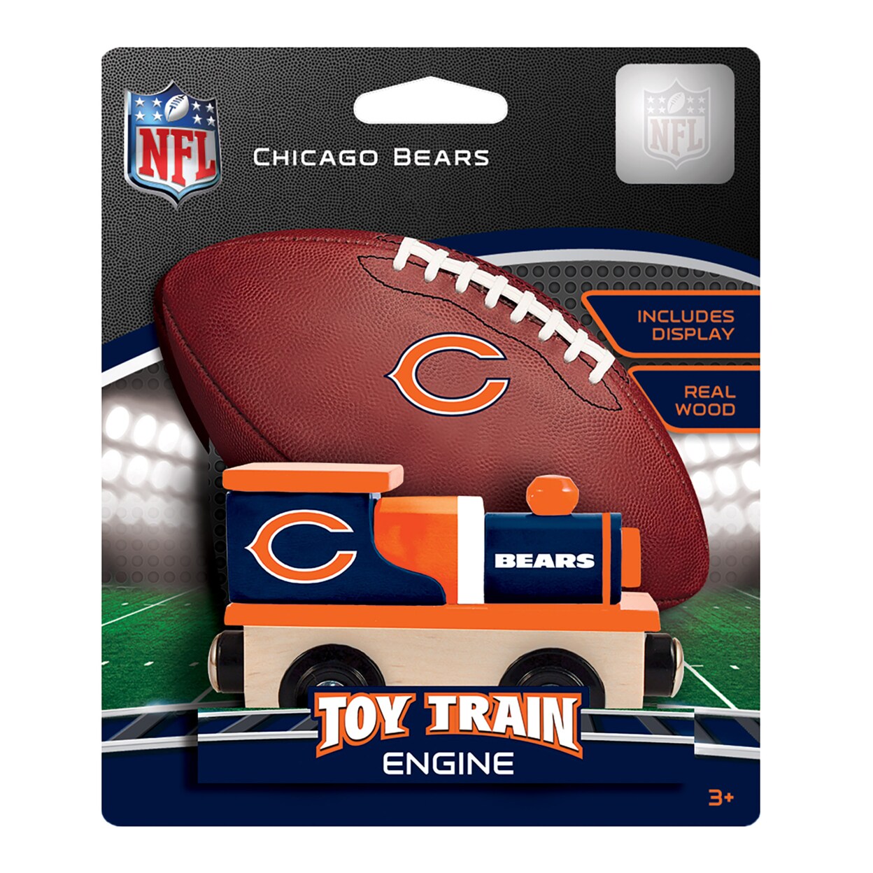 Masterpieces Officially Licensed NFL Chicago Bears Wooden Toy Train Engine For Kids