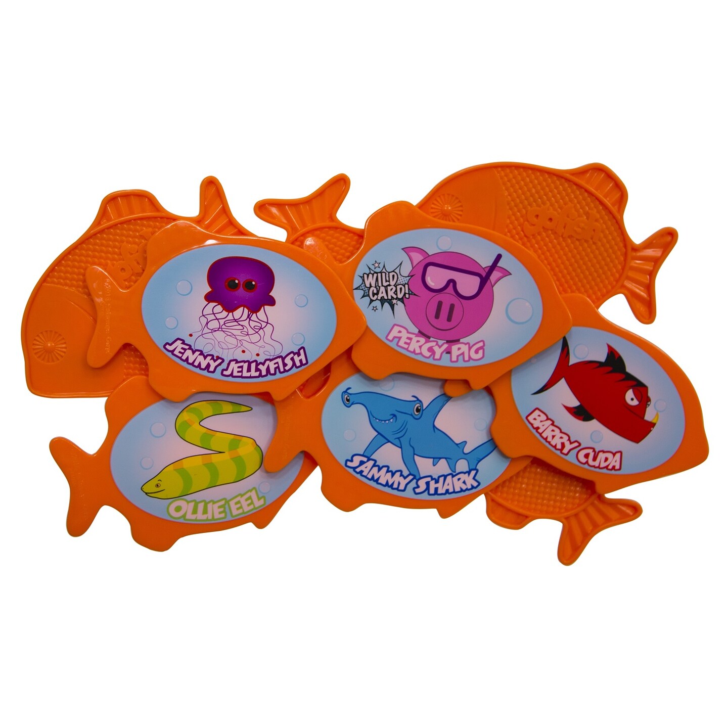 SwimWays 5&#x22; Orange and Blue 9 Character Go Fish Swimming Pool Dive Game