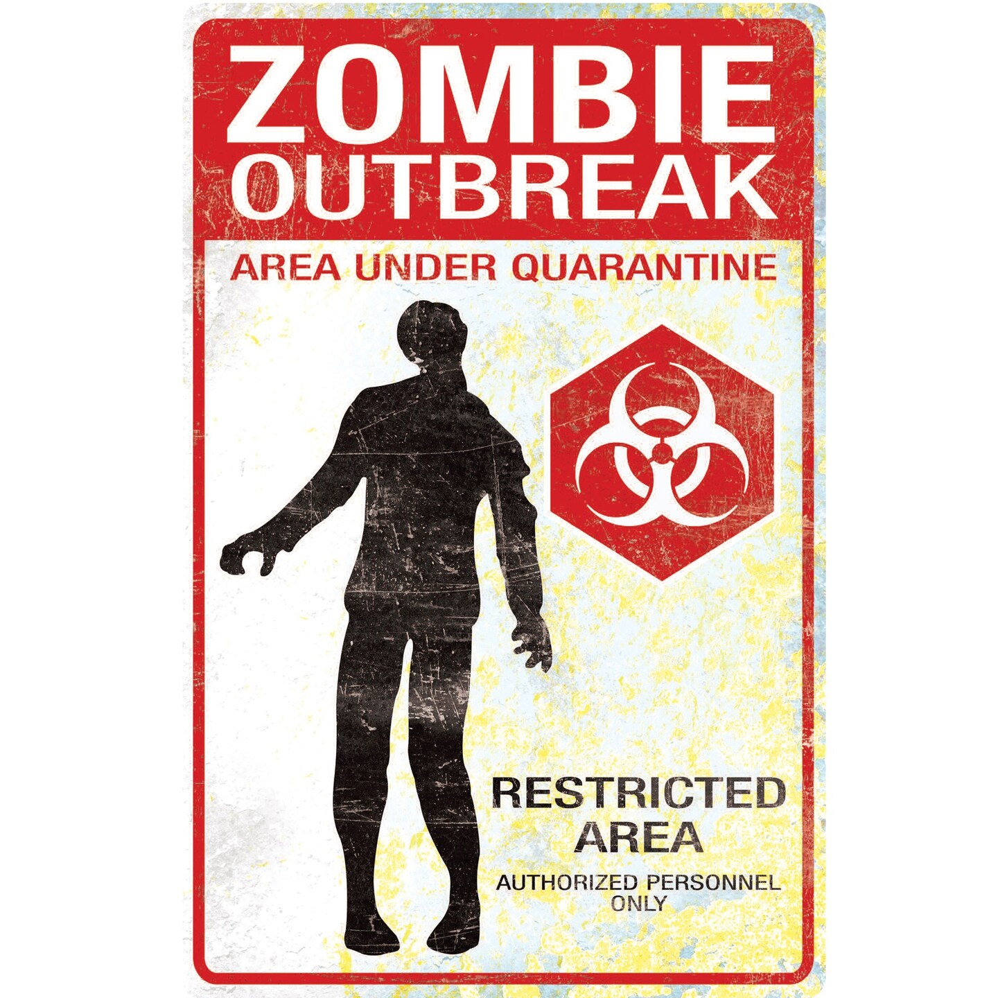 The Costume Center 16.75&#x22; White and Red Zombie Outbreak Halloween Wall Sign