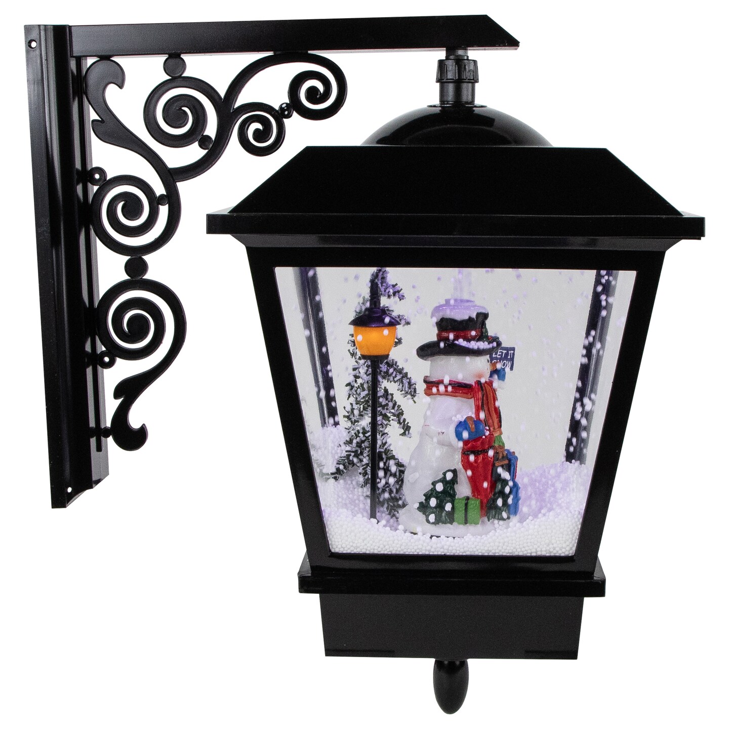 Northlight 17.75&#x22; Lighted and Musical Wall Mounted Snowing Christmas Street Lamp