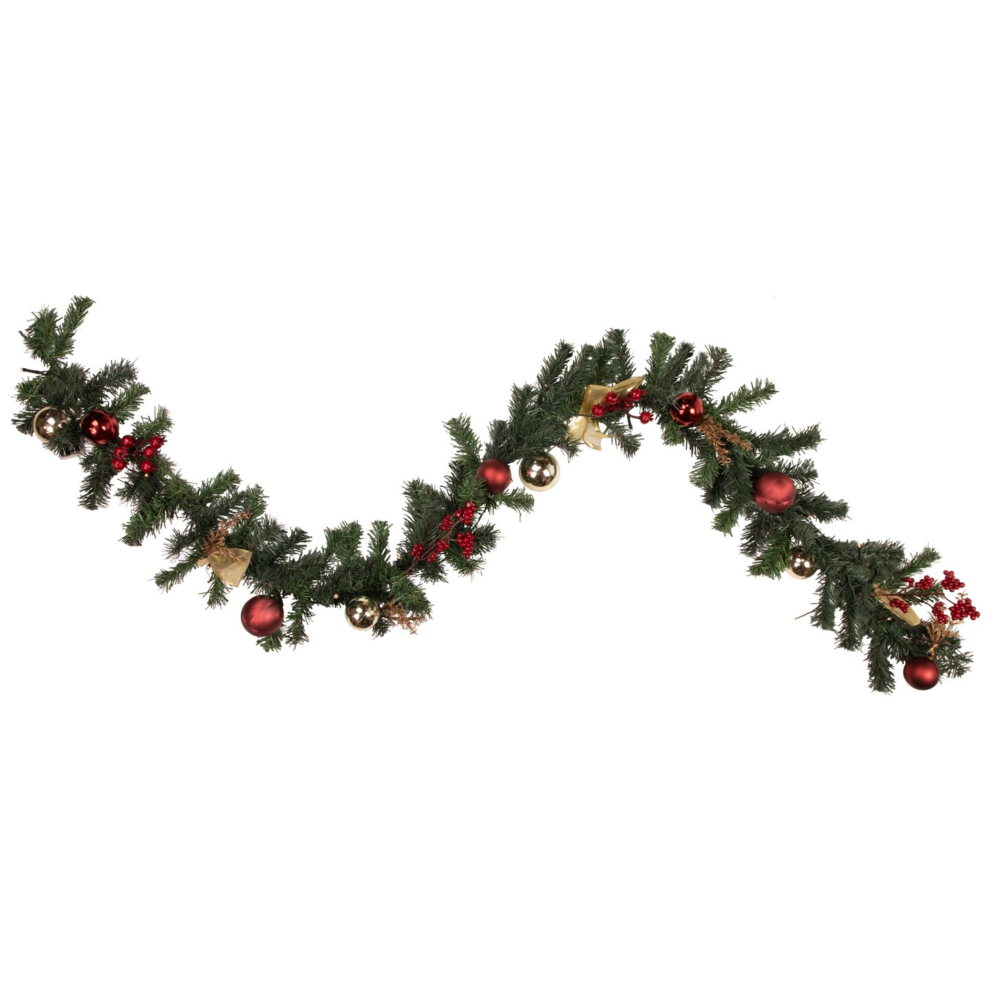 Northlight Pre-Lit Battery Operated Decorated Pine Christmas Garland - 6' x 8" - Warm White LED Lights