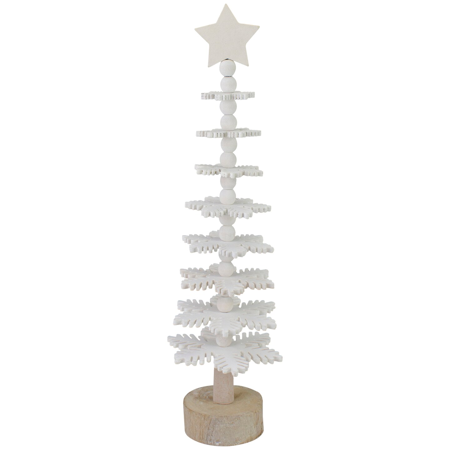 Northlight Wooden Snowflake Cutout Christmas Tree with Star Decoration - 16&#x22; - White