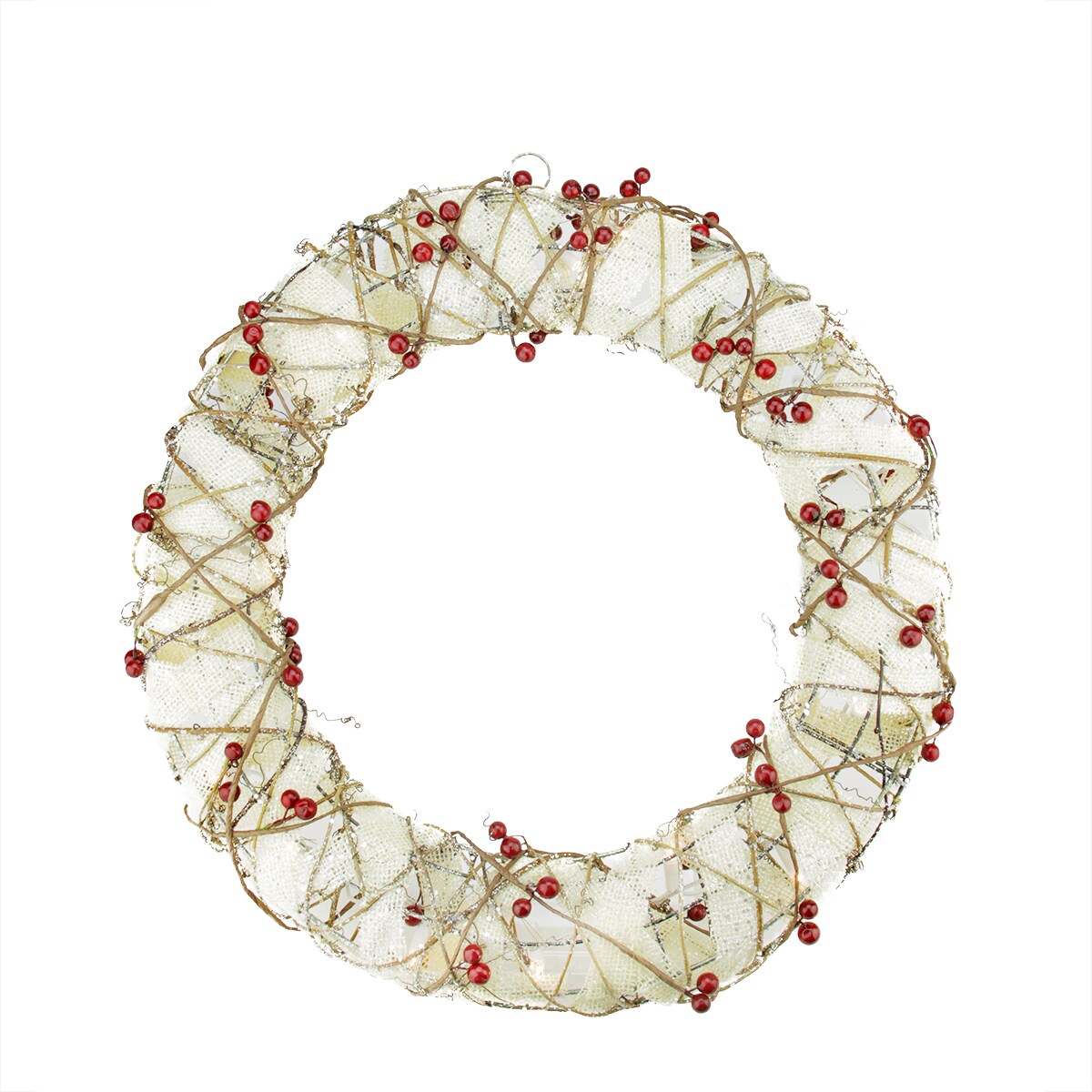 Northlight Pre-Lit Berry Artificial Christmas Wreath - 18-Inch, Clear Lights
