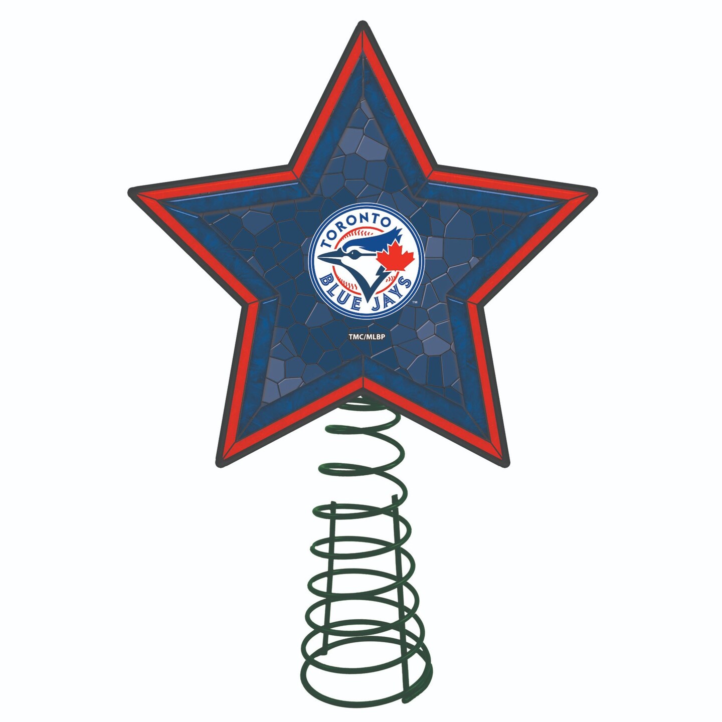 The Memory Company 10" Lighted Blue and Red Mosaic Style Star MLB Toronto Blue Jays Christmas Tree Topper