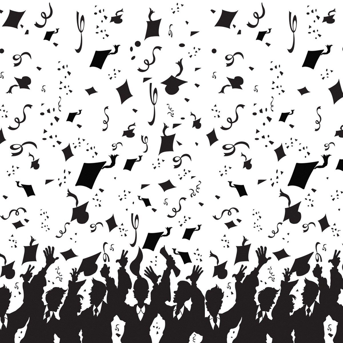 Party Central Pack of 6 Black and White Graduation Photo Backdrop Wall Decor 30&#x27;