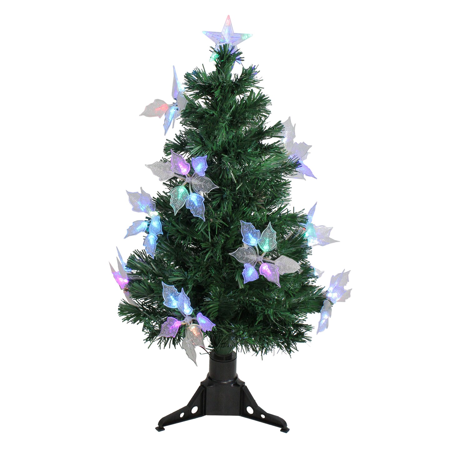DAK 3&#x27; Pre-Lit Medium Fiber Optic Floral Artificial Christmas Tree - Multi-Color Lights