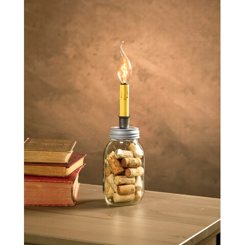 Darice 8&#x27; Cleveland Vintage Lighting Small Mouth Canning Jar Dripping Candlestick Light Bulb Lamp Adapter