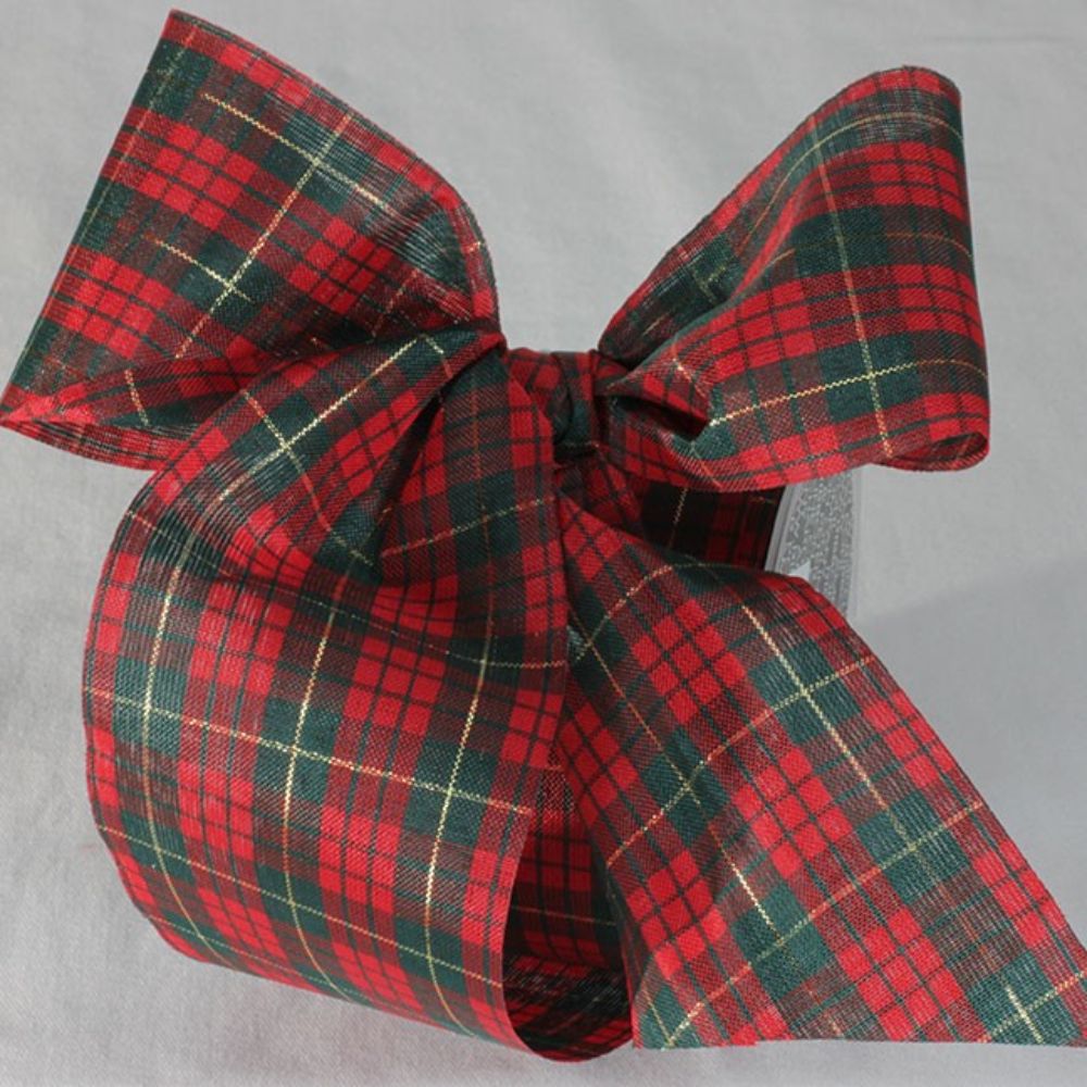 The Ribbon People Red and Green Mc Kenzie Tartan Craft Ribbon 2.75" x 33 Yards