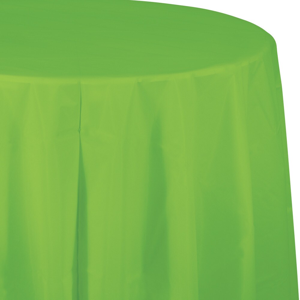 Party Central Club Pack of 12 Fresh Lime Green Octy-Round Disposable Party Table Covers 82&#x22;