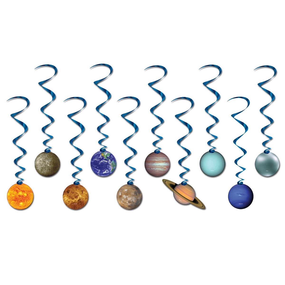 Party Central Club Pack of 60 Blue Solar System Whirl Party Decorations 41&#x22;
