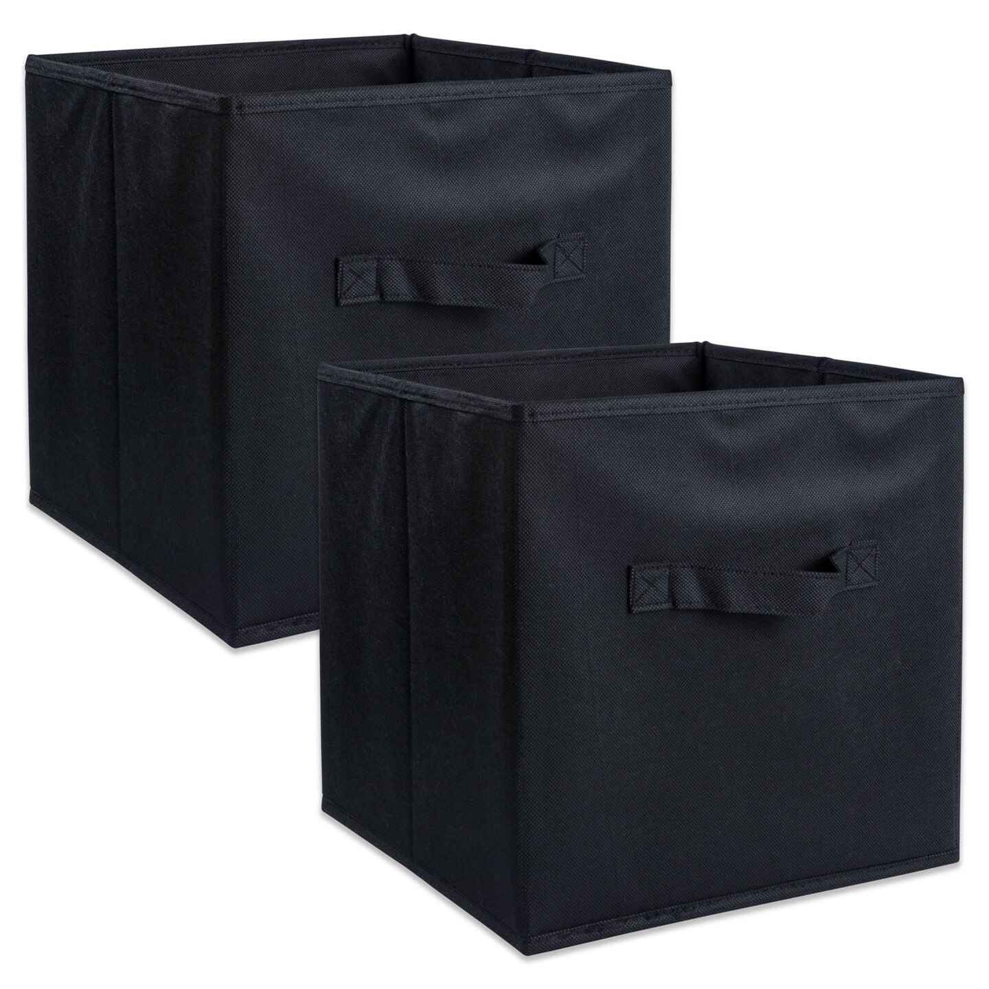 Contemporary Home Living Set of 2 Black Nonwoven Fabric Storage Bin with Cube Design 11&#x22;