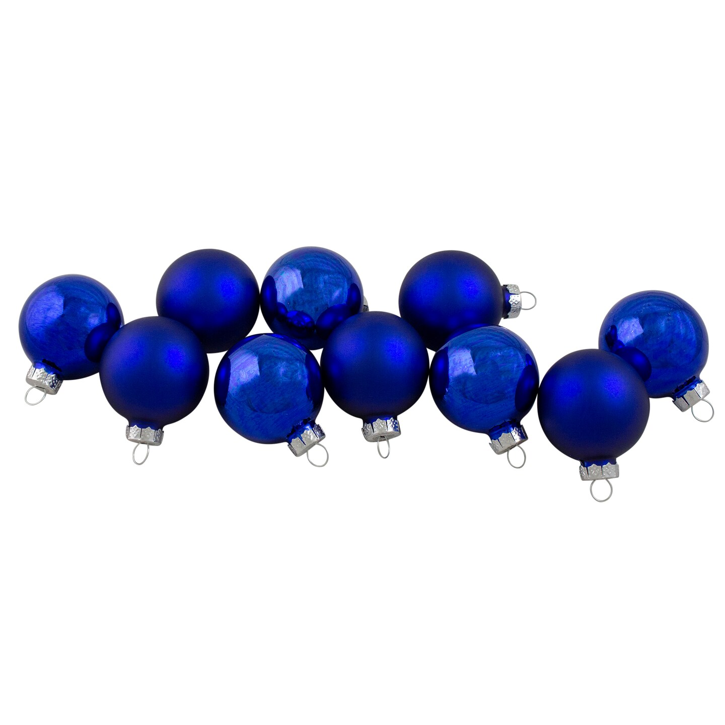 Northlight 10ct Blue 2-Finish Glass Christmas Ball Ornaments 1.75&#x22; (40mm)