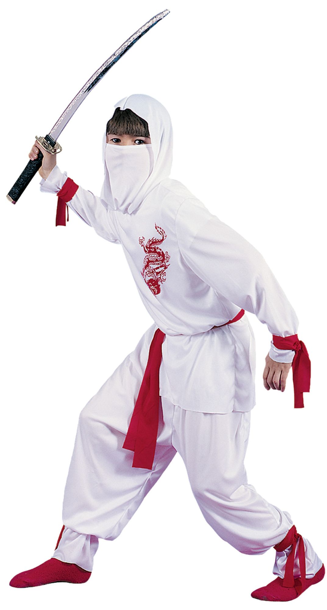 The Costume Center White and Red Ninja Deluxe Unisex Child Halloween Costume - Large