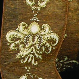 The Ribbon People Ivory and Brown Damask Printed Wired Craft Ribbon 2.5" x 20 Yards