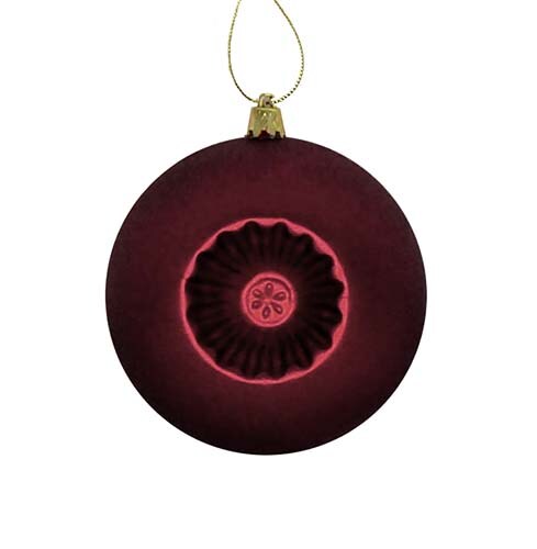 DAK 6ct Burgundy Red Retro Reflector Shatterproof Matte Christmas Ball Ornaments 4" (100mm)