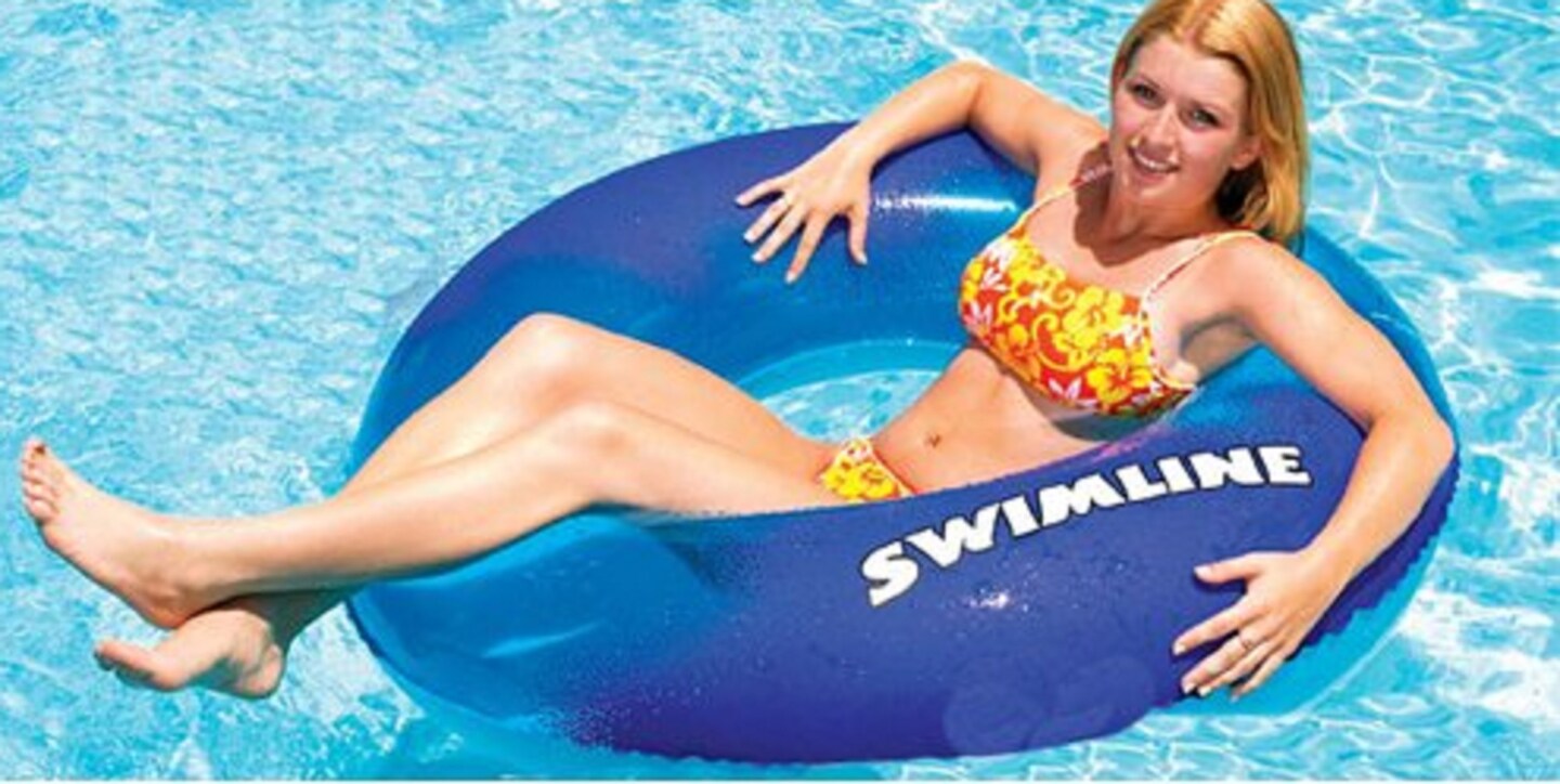 Swim Central Inflatable Swimming Pool Blue Transparent Super Graphic Lounging Ring Seat Ages 4 and Up 48&#x22;