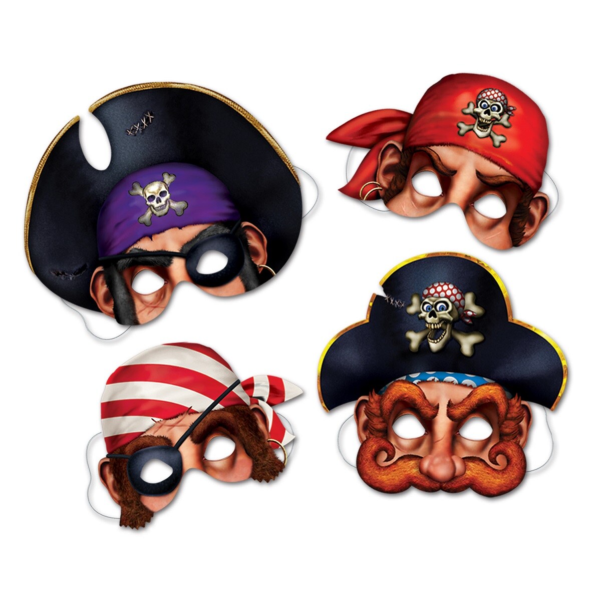 Party Central Club Pack of 12  Brown and Purple Pirate Masks