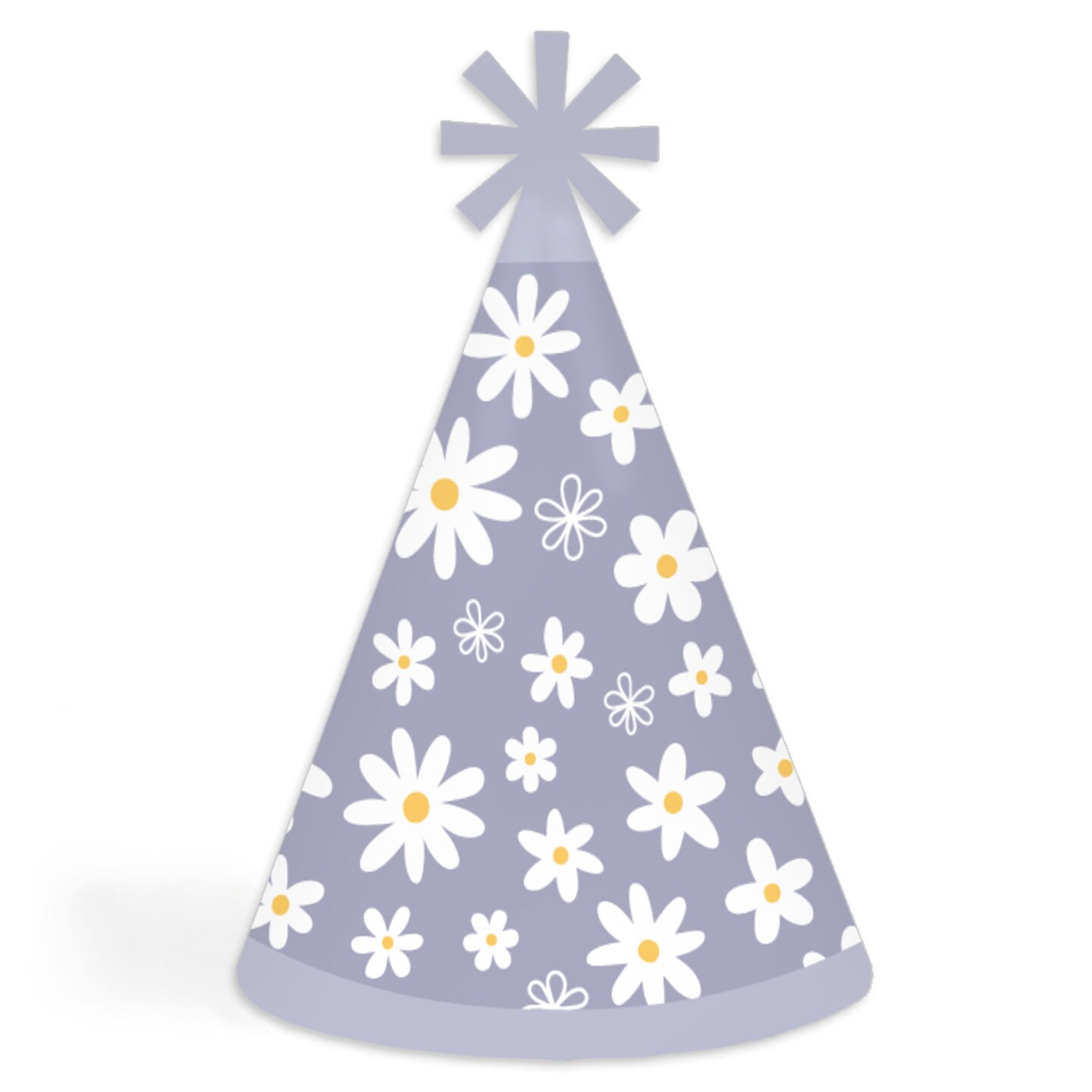 Big Dot of Happiness Purple Daisy Flowers - Cone Happy Birthday Party Hats for Kids and Adults - Set of 8 (Standard Size)