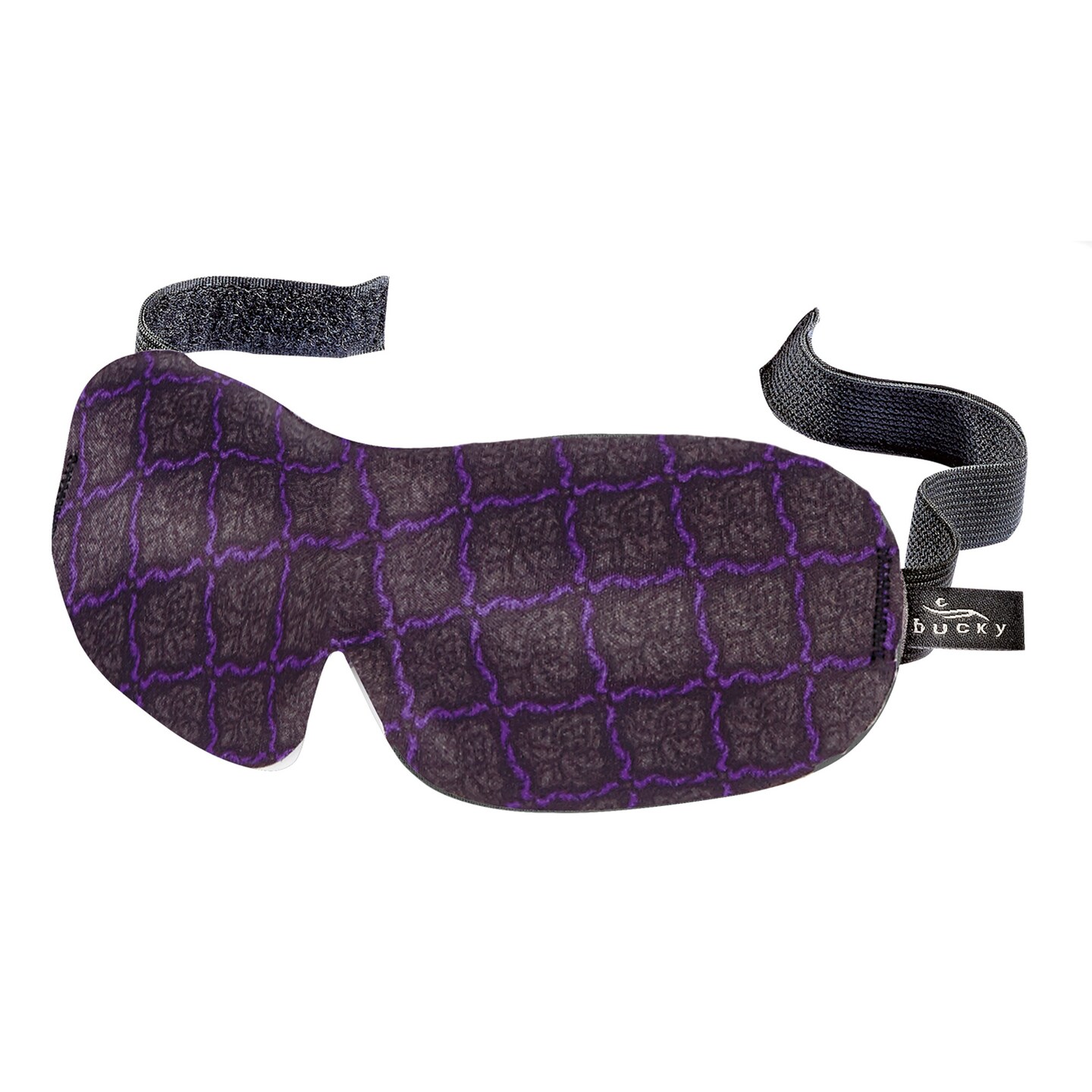 Contemporary Home Living 9&#x22; Black and Purple Lattice Adjustable Polyester Sleeping Eye Mask