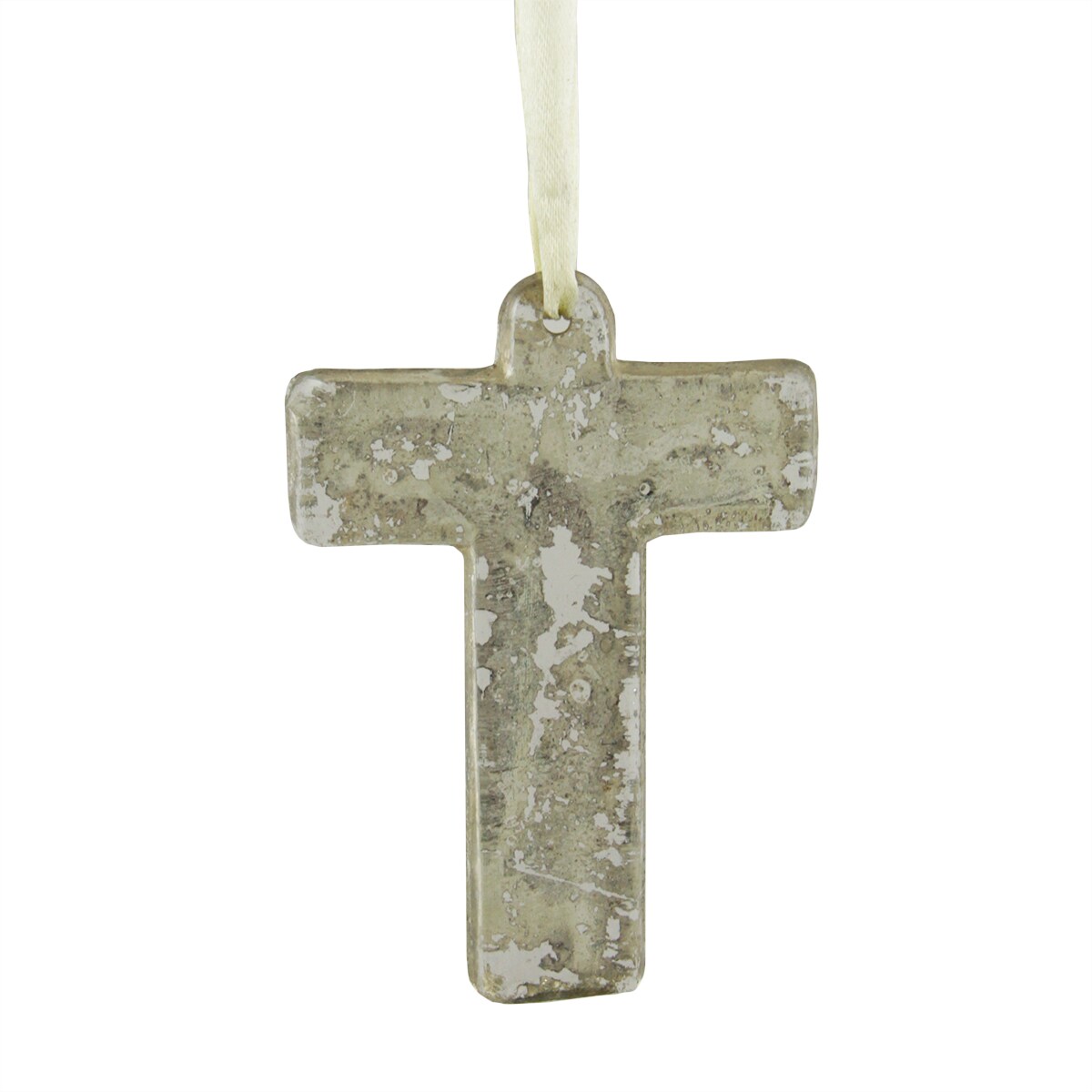 CC Christmas Decor Speckled Cross Glass Christmas Ornament - 4" - Gray