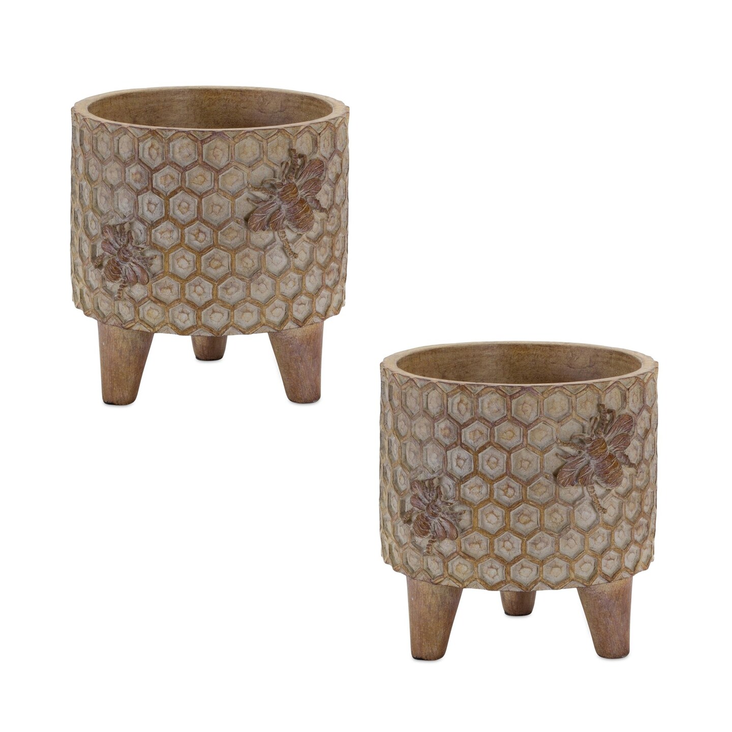 Melrose Set of 2 Honeycomb Pots with Legs 5.25&#x22;