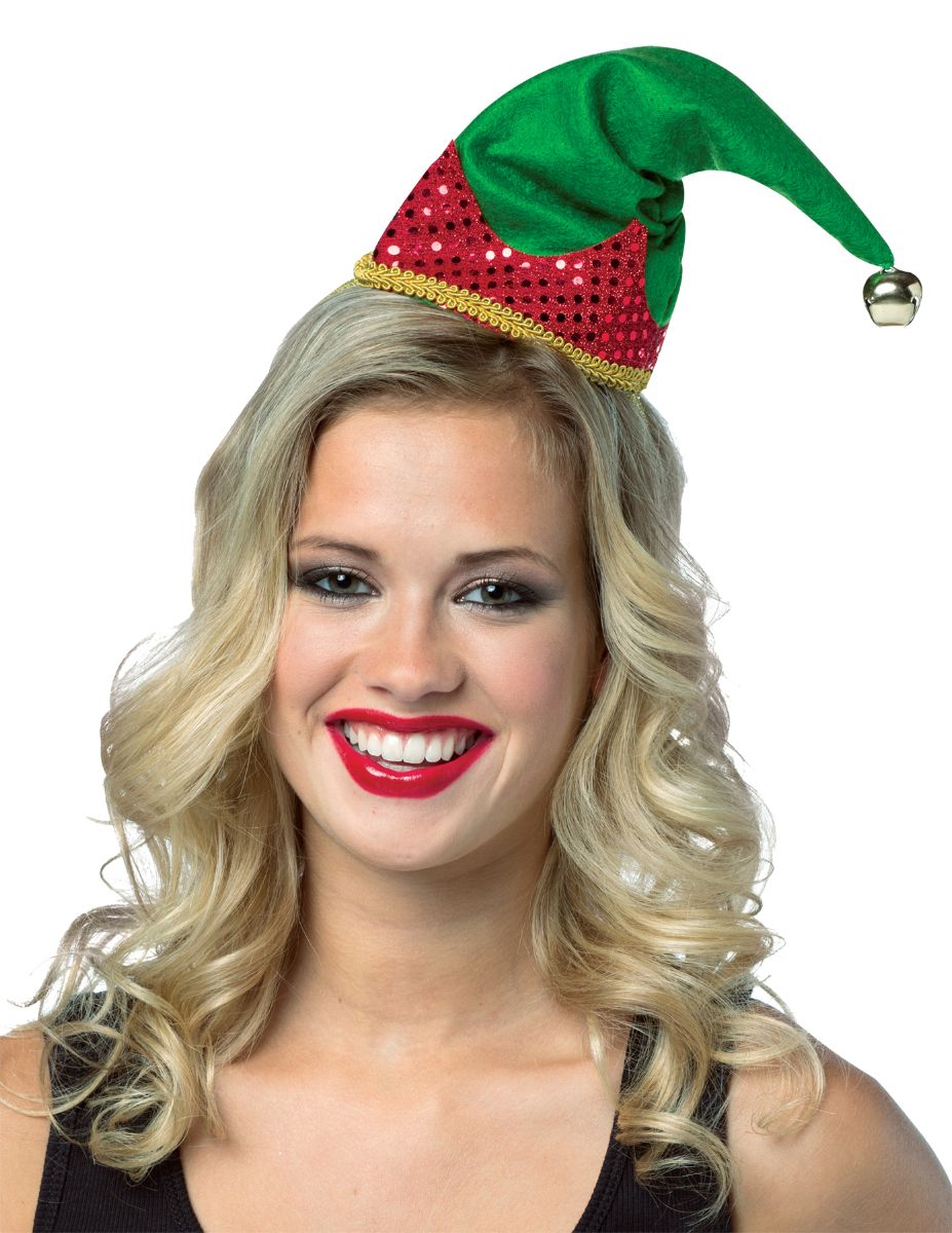 The Costume Center Green and Red Elf Hat Unisex Adult Christmas Headband Costume Accessory - One Size