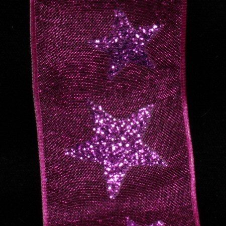 The Ribbon People Fuchsia Pink Star Wired Craft Ribbon 1.5&#x22; x 27 Yards