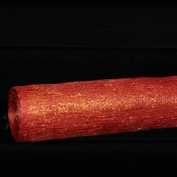 The Ribbon People Red and Gold Sinamay Abaca Fiber Ribbon 18" x 16 Yards