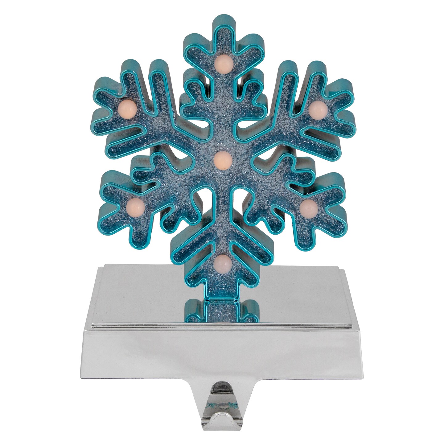 Northlight LED Lighted Glitter Snowflake Christmas Stocking Holder - 7&#x22; - Blue