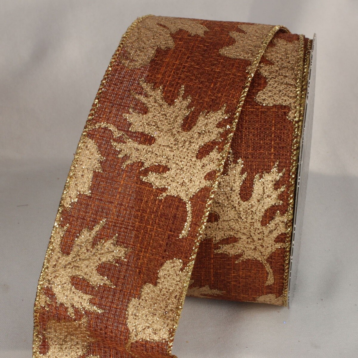 The Ribbon People Brown and Gold Fall Leaves Wired Craft Ribbon 2.5&#x22; x 20 Yards