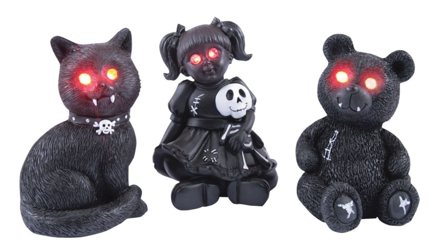 The Costume Center 6.5&#x22; Black and White LED Lighted Kitty Cat Halloween Figurine