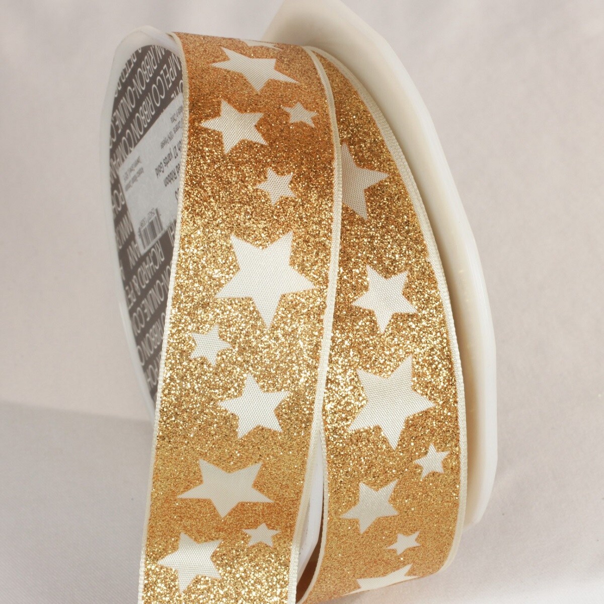 The Ribbon People Gold and White Stars Wired Craft Ribbon 1.5