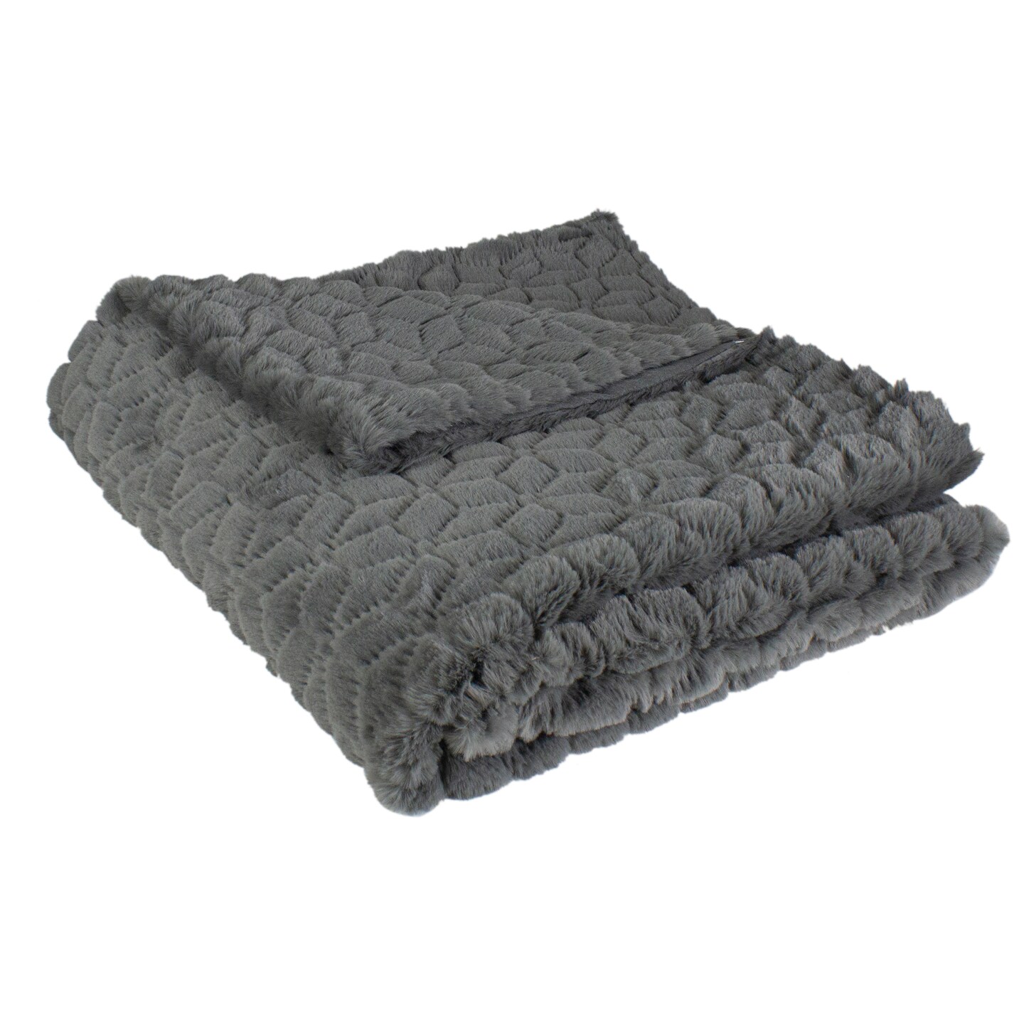 Northlight Dark Gray Ultra Plush Faux Fur Throw Blanket 55 x 63