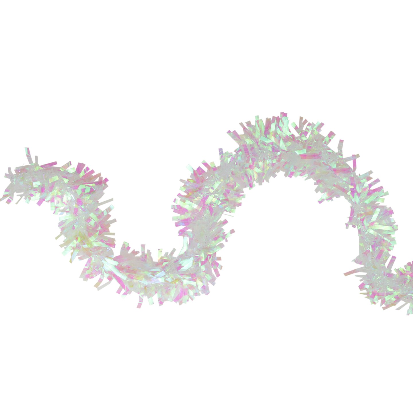Northlight Wide Cut Tinsel Commercial Christmas Garland - 50&#x27; x 4&#x22; - White Iridescent - Unlit