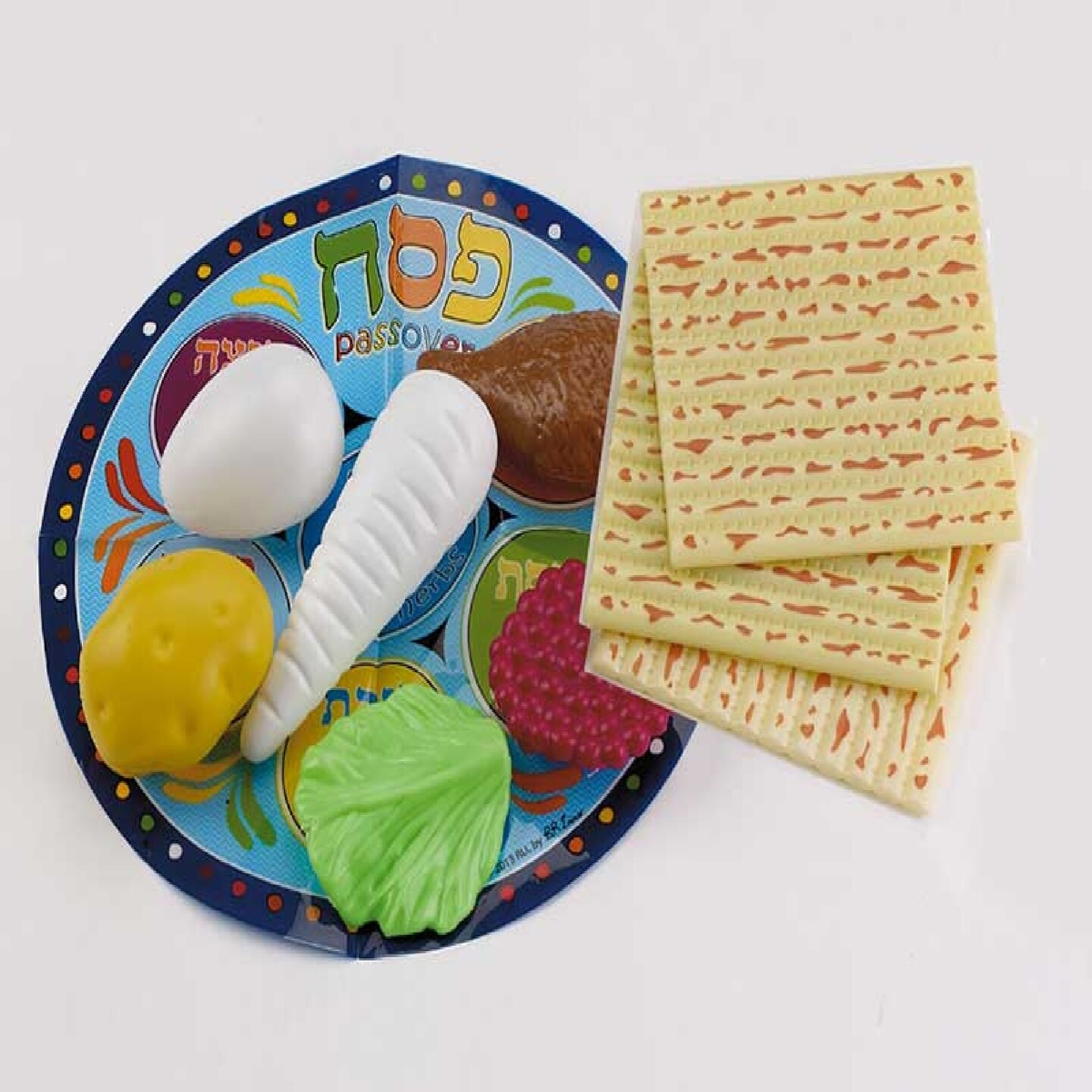 Rite Lite 10-Piece Blue and Beige Passover Children Play Seder Set 4.25&#x22;