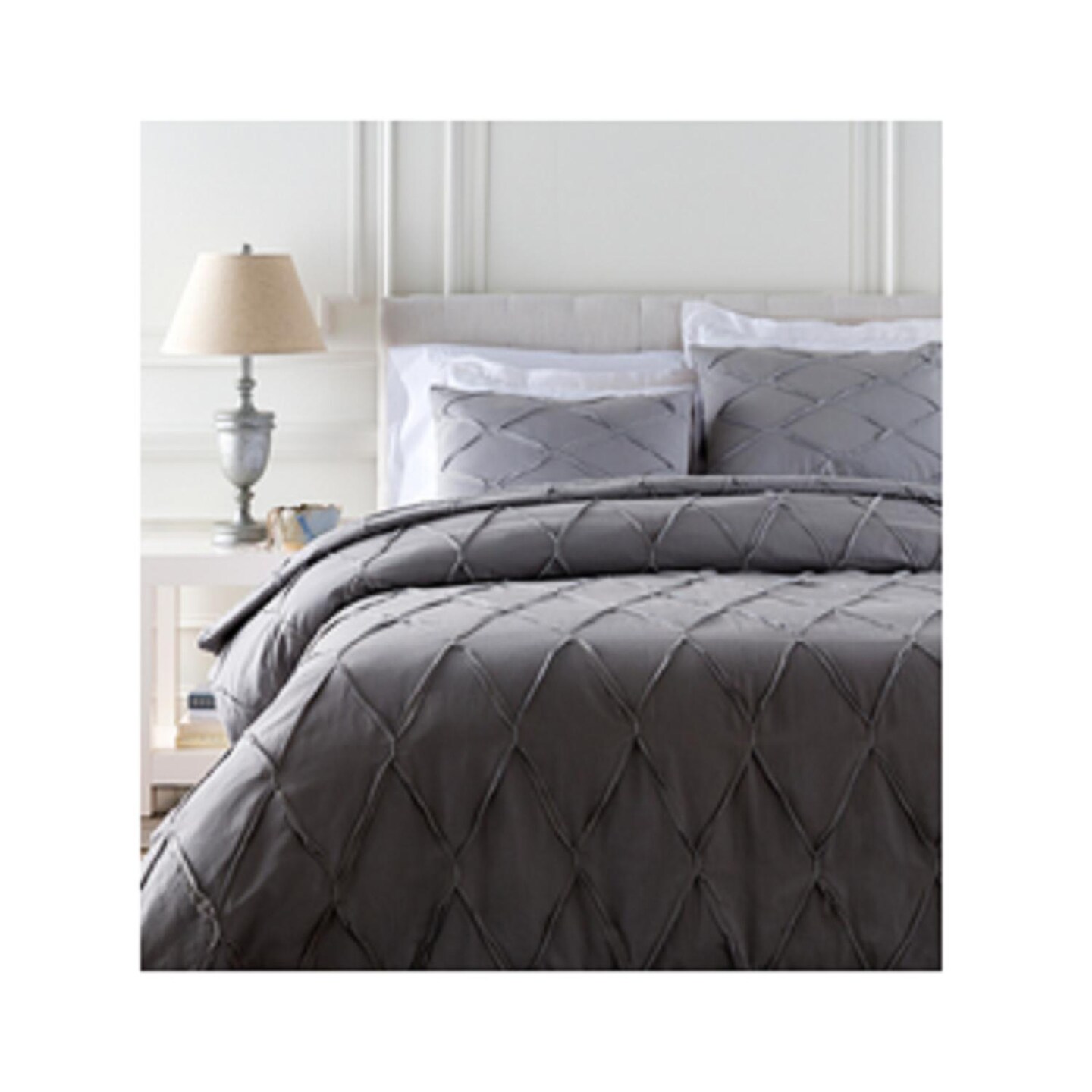 Diva At Home Set of 3 Gray Contemporary Style Handmade Full/Queen Bedding Set 7.25' x 7.5'