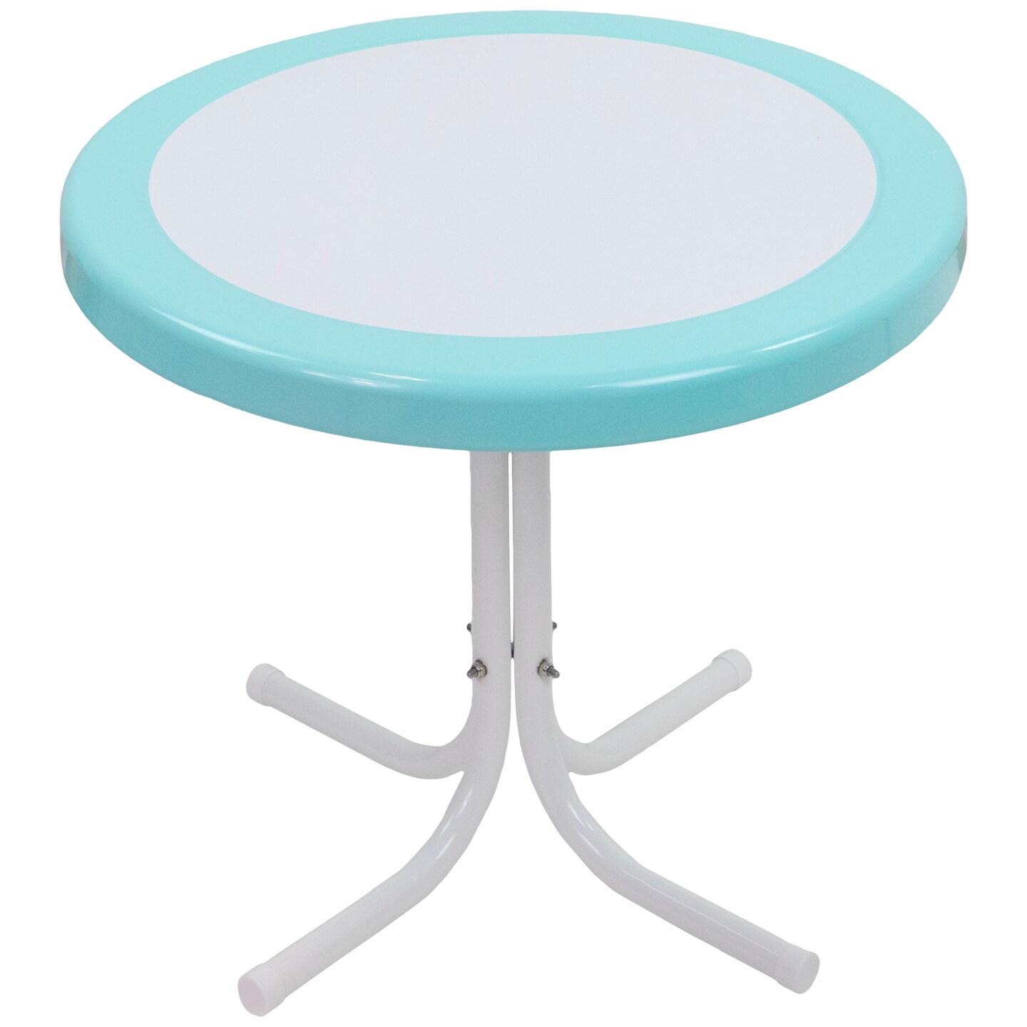 Northlight 22" Outdoor Retro Tulip Steel Side Table, Blue and White