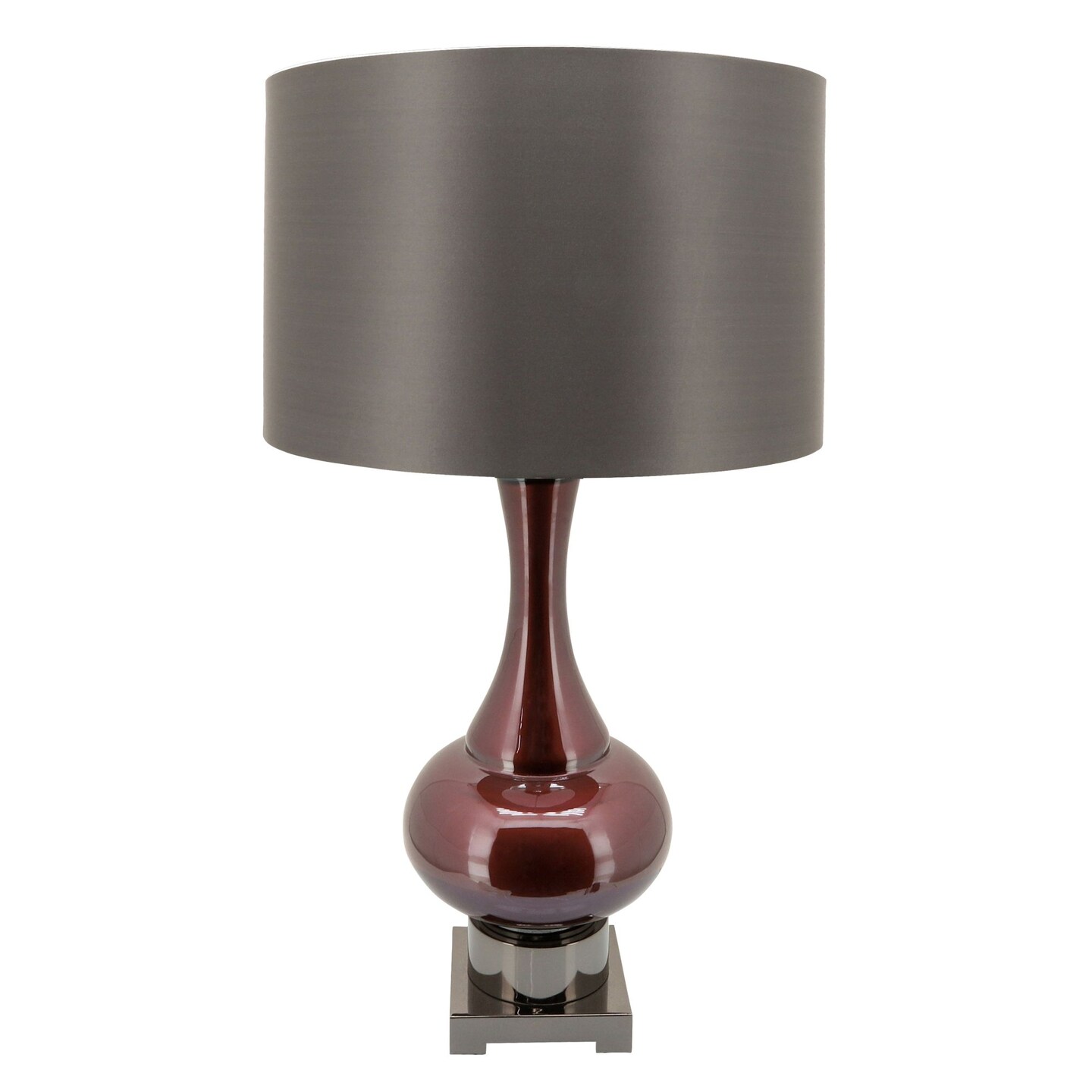 Kingston Living Glass Genie Bottle Table Lamp with Drum Shade - 31" - Red and Gray
