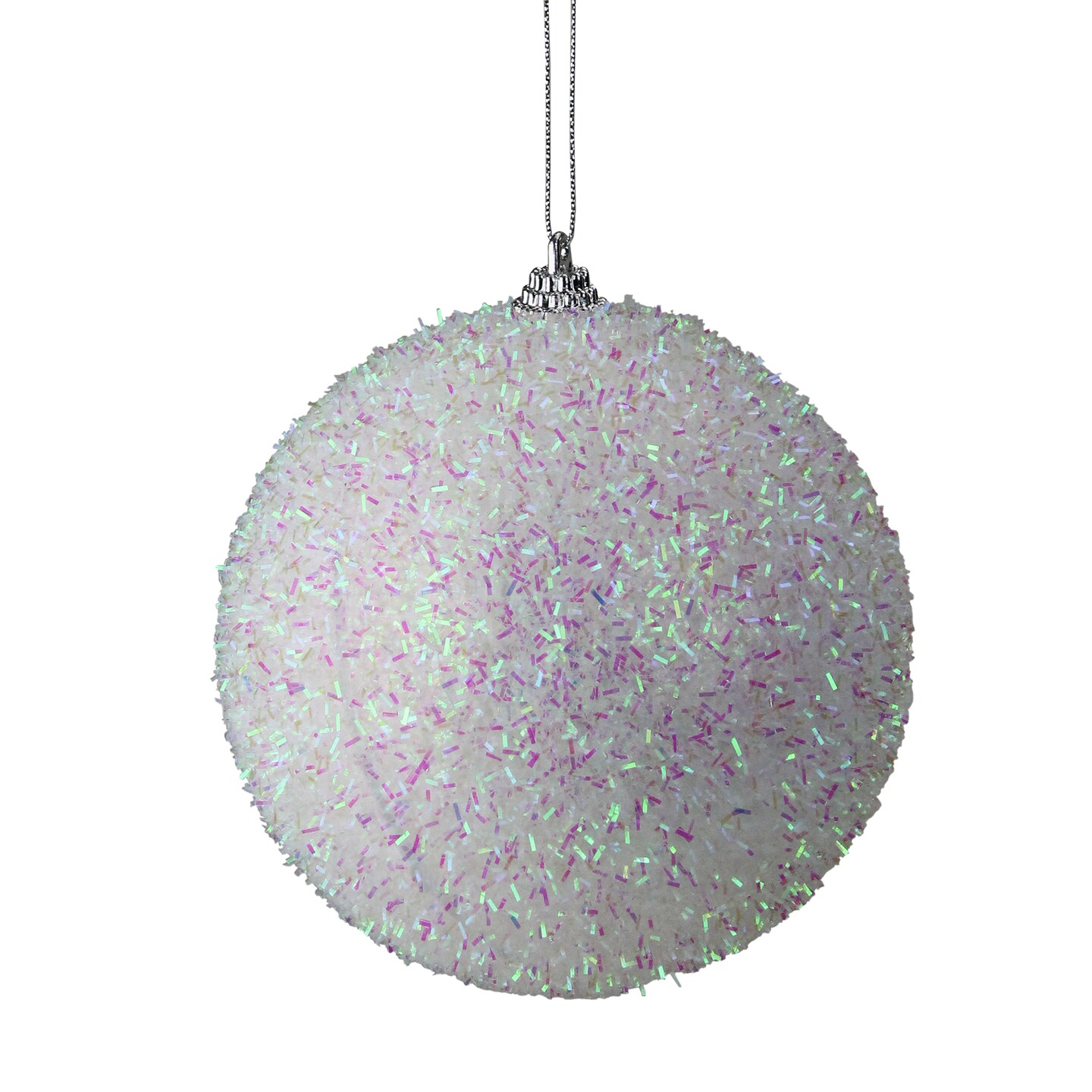 Northlight White and Purple Bristled Iridescent Christmas Ball Ornament 4.5&#x22; (115mm)