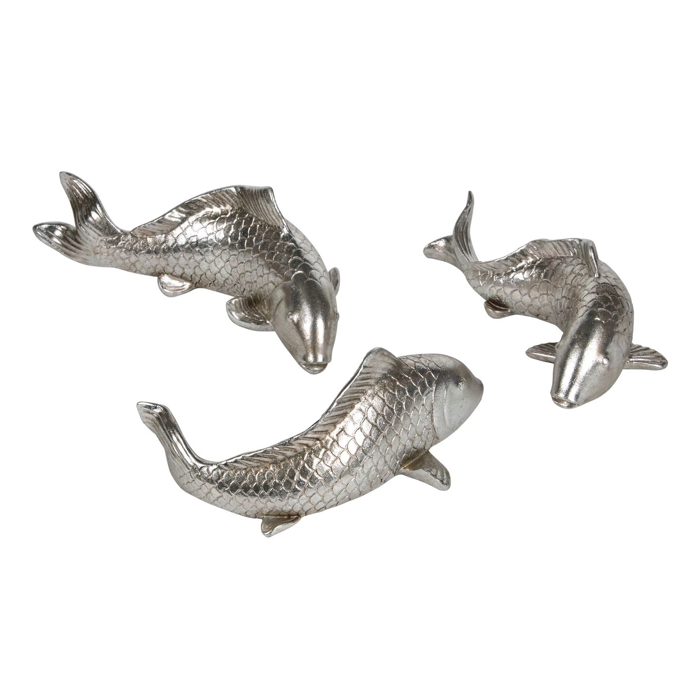 Signature Home Collection Set of 3 Antique Silver Koi Fish Wall Decor 9.5"
