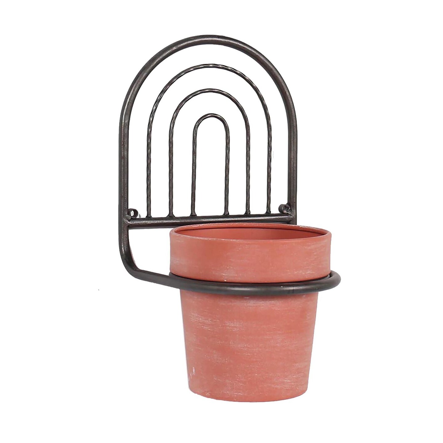 Kingston Living Ceramic Wall Planter - 11&#x22; - Black and Brown
