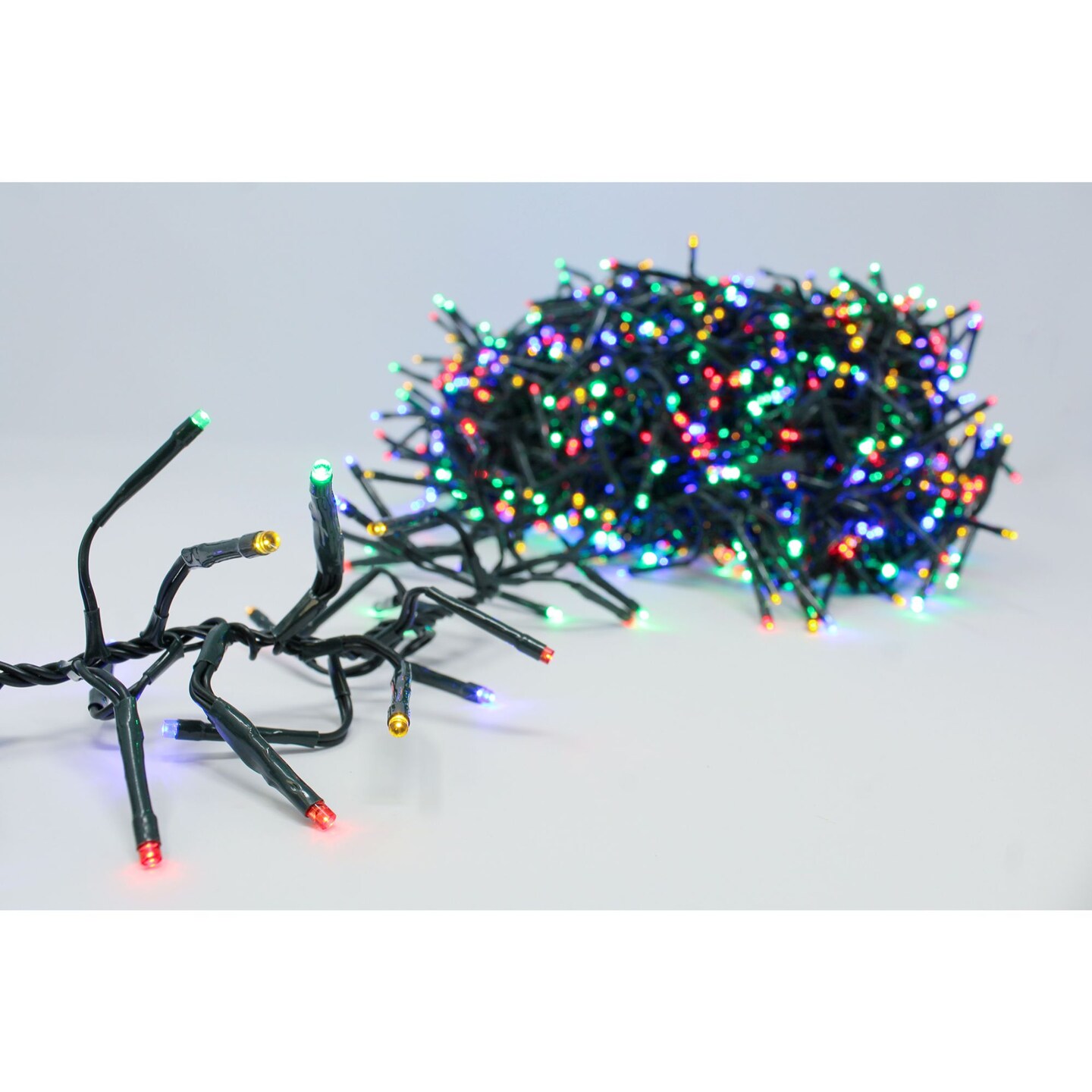 DLIG Fire Cracker Cluster LED Mini Wide Angle Christmas Lights - Multi - 37' Green Wire - 1500 ct