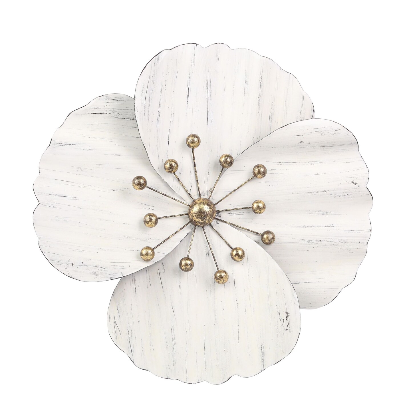 Kingston Living Flower Wall Decoration - 18&#x22; - White and Gold