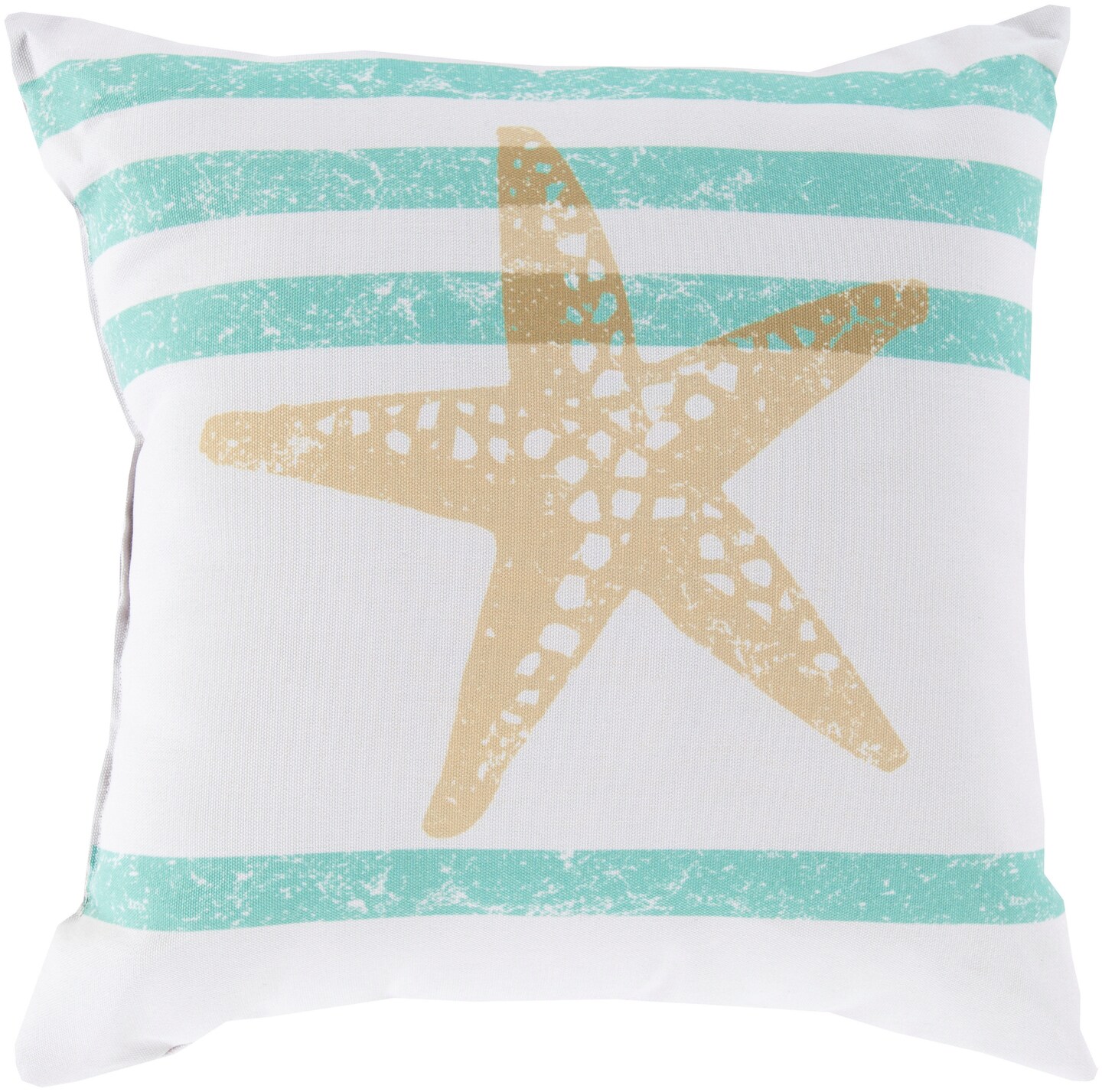 Tiwari Home 20&#x22; Turquoise Blue and Brown Star Fish Wonders Square Throw Pillow Cover