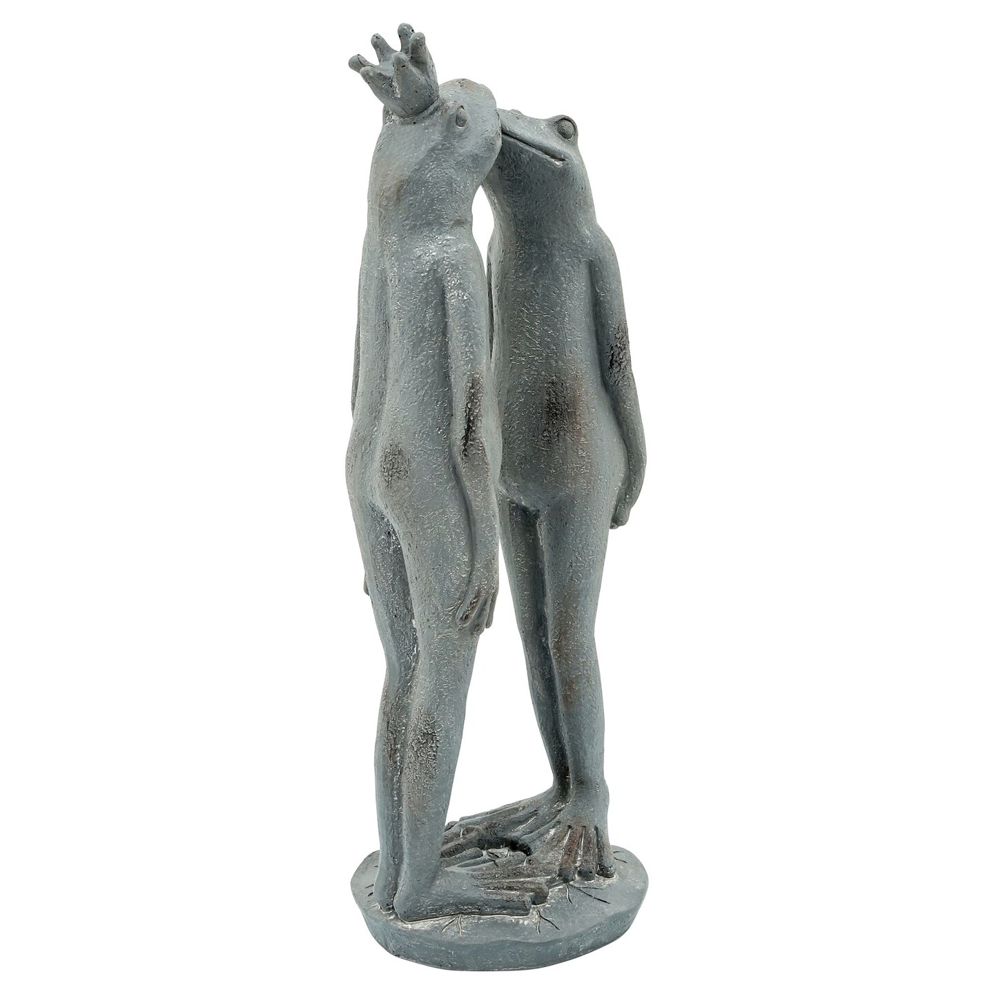 Kingston Living 16&#x22; Gray Weathered Kissing Frogs Statue