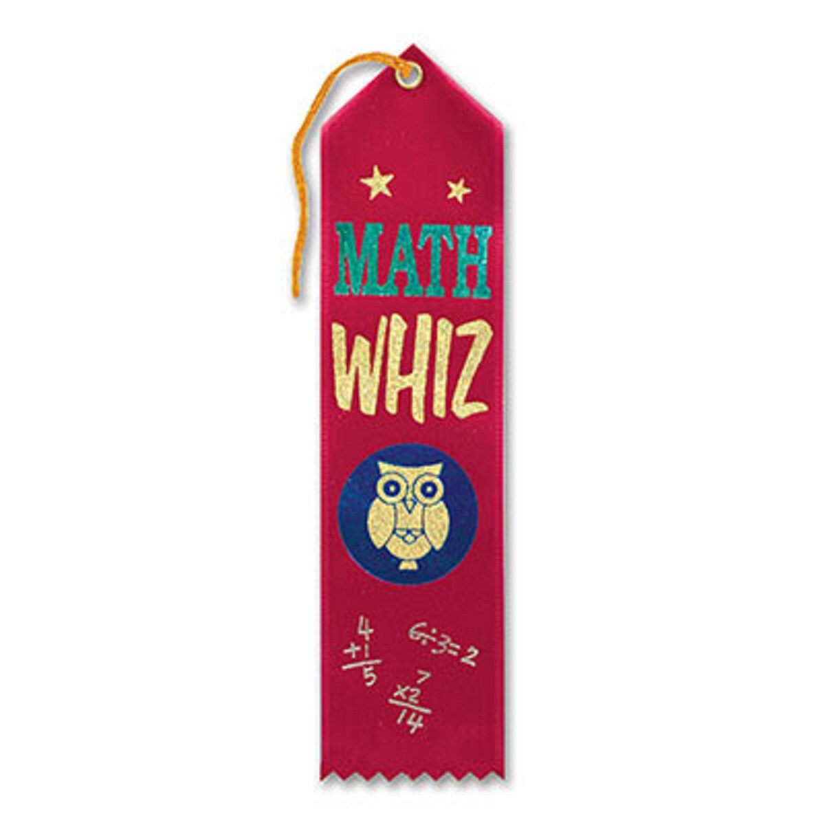 Beistle Pack of 6 Red &#x201C;Math Whiz&#x201D; School Award Ribbon Bookmarks 8&#x22;
