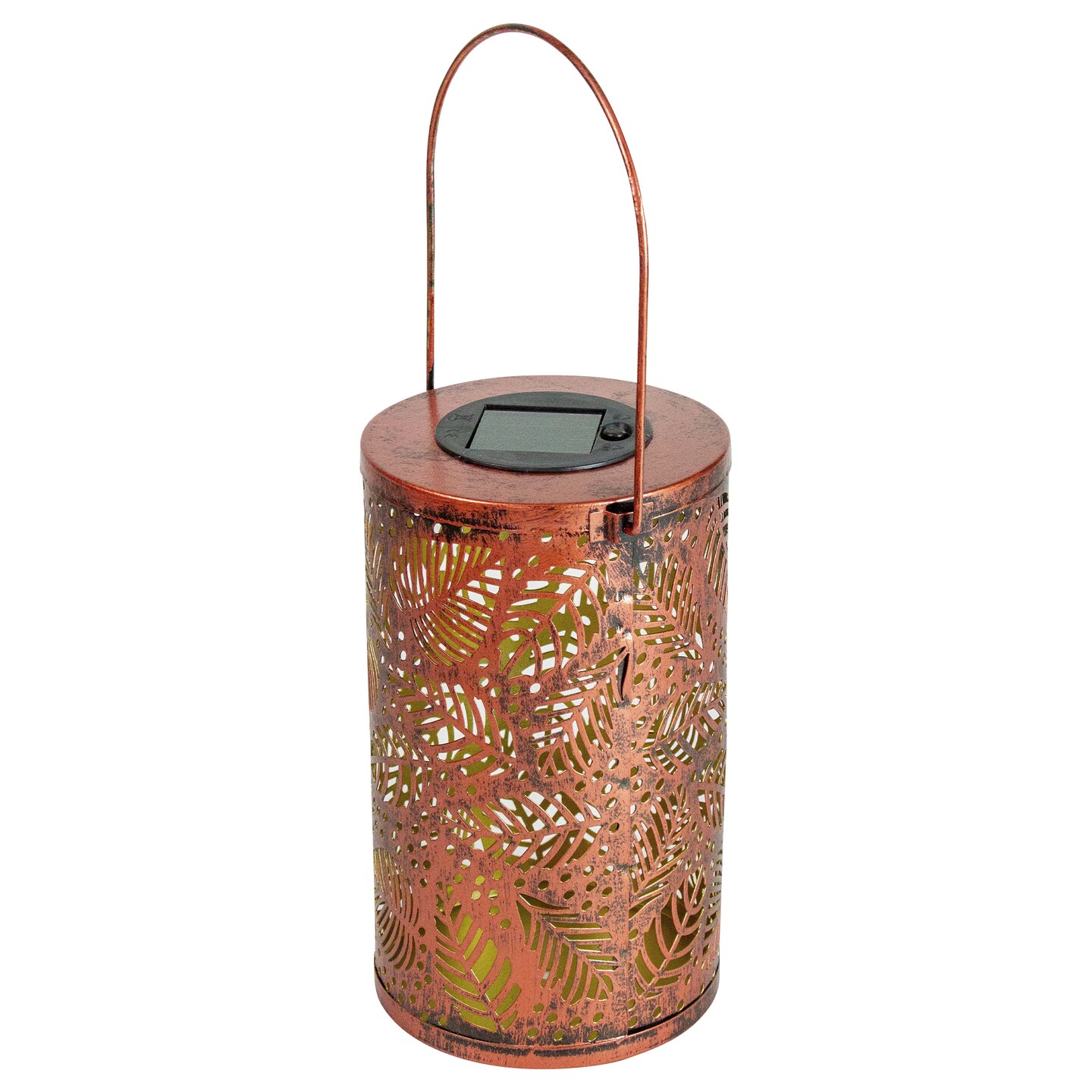 Northlight 8" Bronze Foliage Outdoor Solar Lantern with Handle