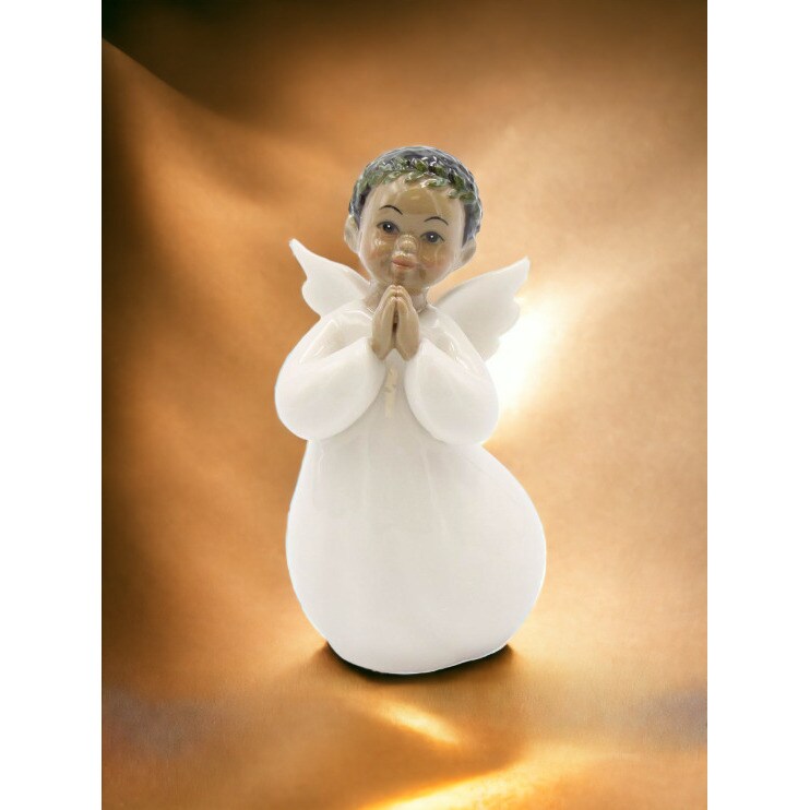 kevinsgiftshoppe Ceramic African American Guardian Angel Boy Figurine Home Decor Religious Decor Religious Gift Church Decor