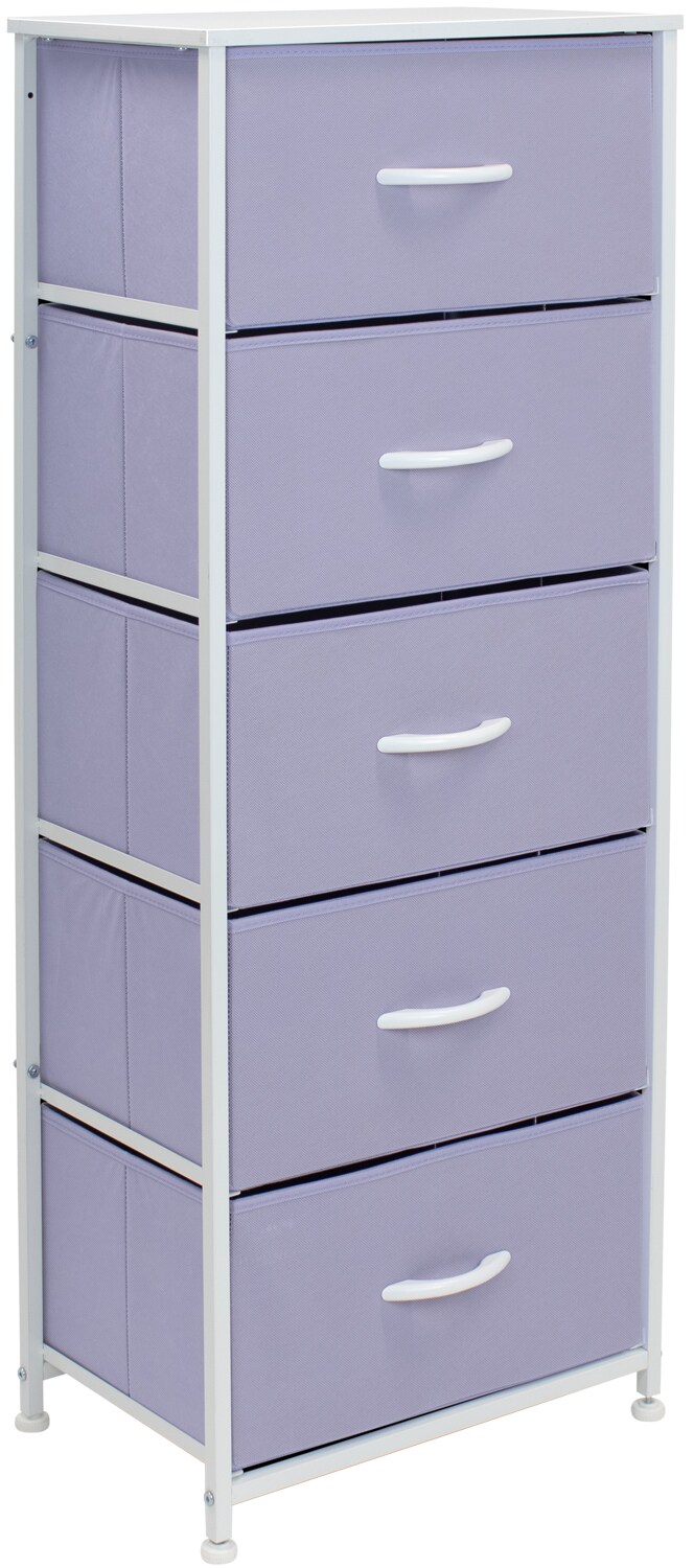 Sorbus Narrow 5 Drawers Nightstand with Steel Frame, Wood Top, Easy Pull Fabric Bins for Home, Bedroom, Office &#x26; Dorm